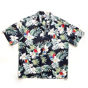 Evergeen Island PARROTS Cotton Hawaiian Shirt